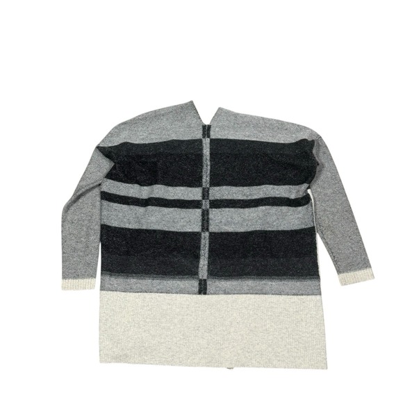 VINCE Cashmere & Wool Sz S Gray & Black Color Block Striped Open Front Cardigan - Picture 8 of 15